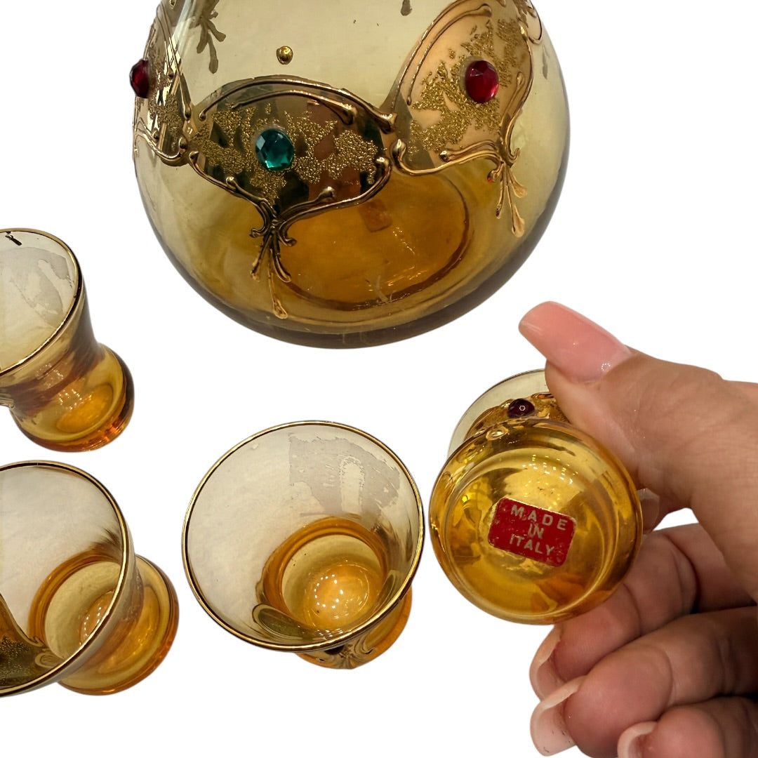 Gold Glass Set Made in Italy 5 Piece