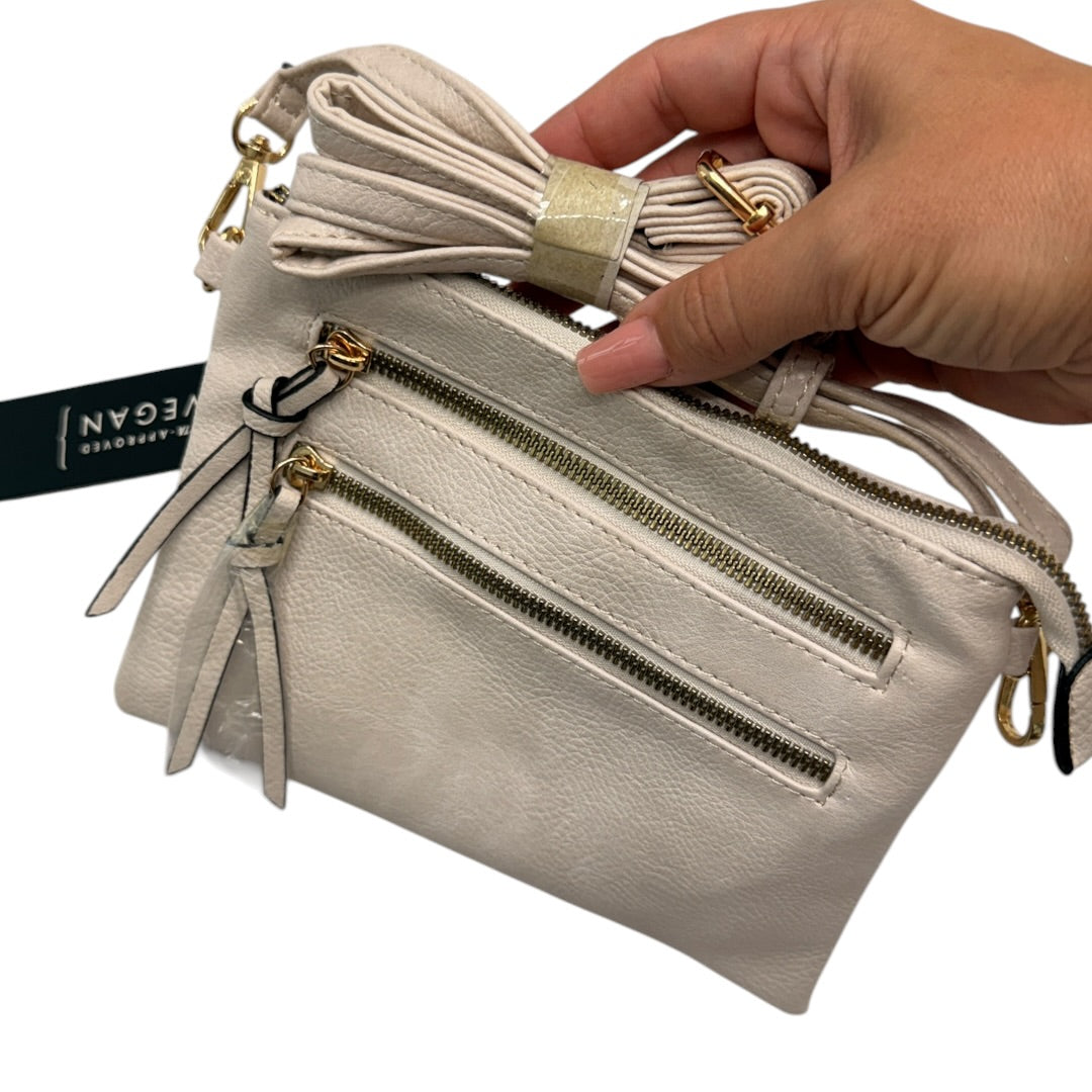 Soft Cream Zipper Crossbody Handbag