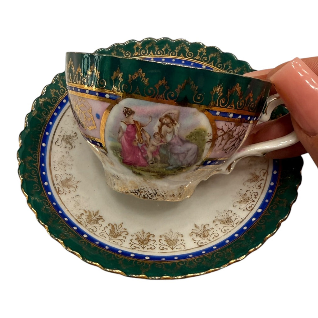 Tiny Bone China Tea Cup & Plate Germany Collectors 2 Piece