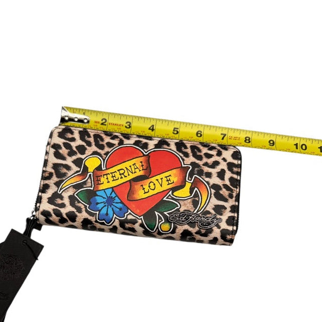 Ed Hardy Black Animal Print Enteral Love Wallet