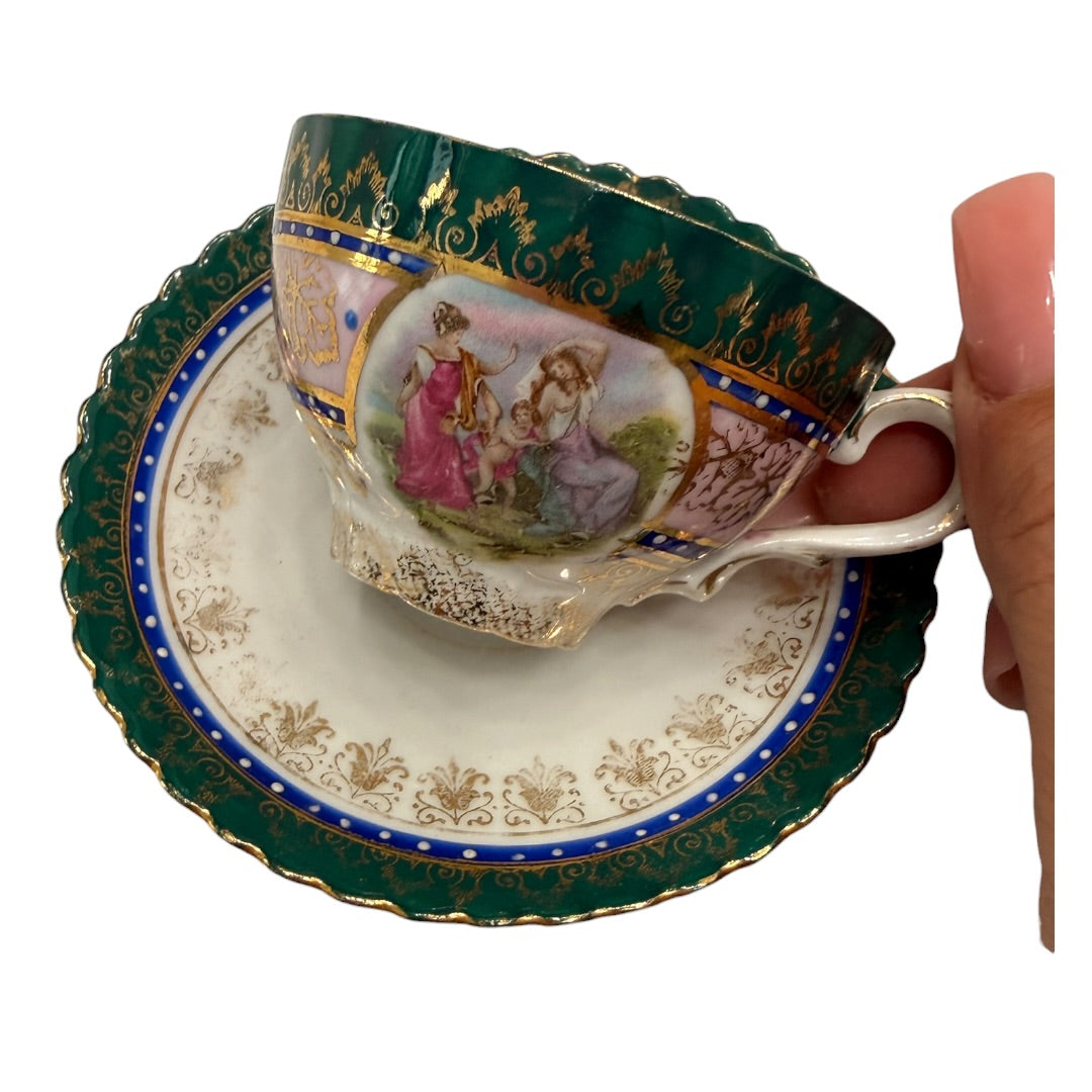 Tiny Bone China Tea Cup & Plate Germany Collectors 2 Piece