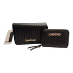 Black & Gold Woven BeBe Purse Crossbody with Wallet