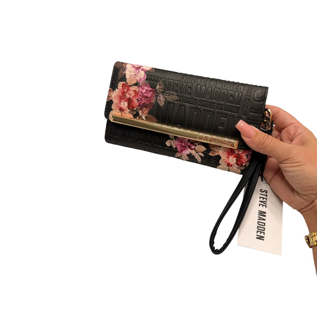 Steve Madden Flower Wallet Black & Gold