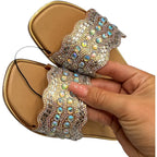 Gold & Silver Sparkle Gem Sandals Size 8