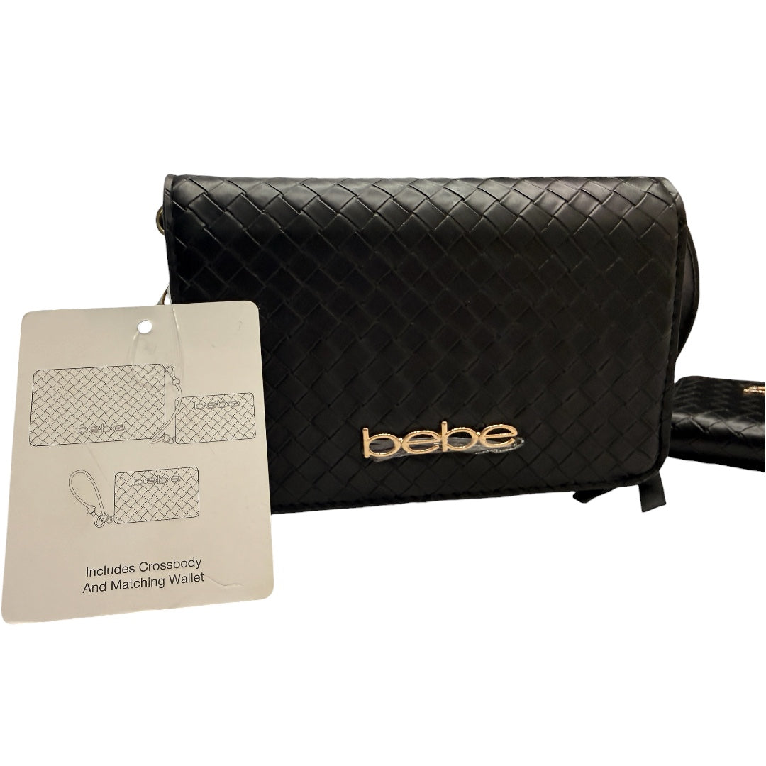 Black & Gold Woven BeBe Purse Crossbody with Wallet