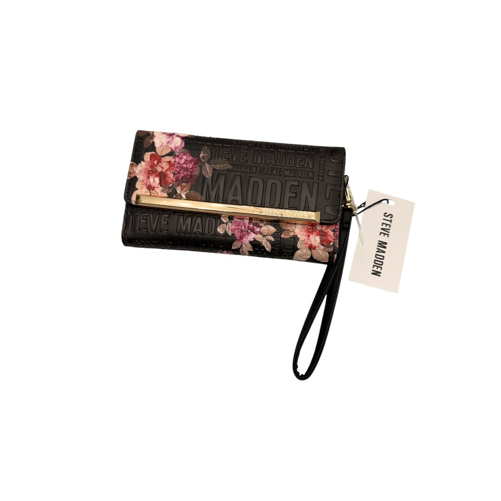 Steve Madden Flower Wallet Black & Gold