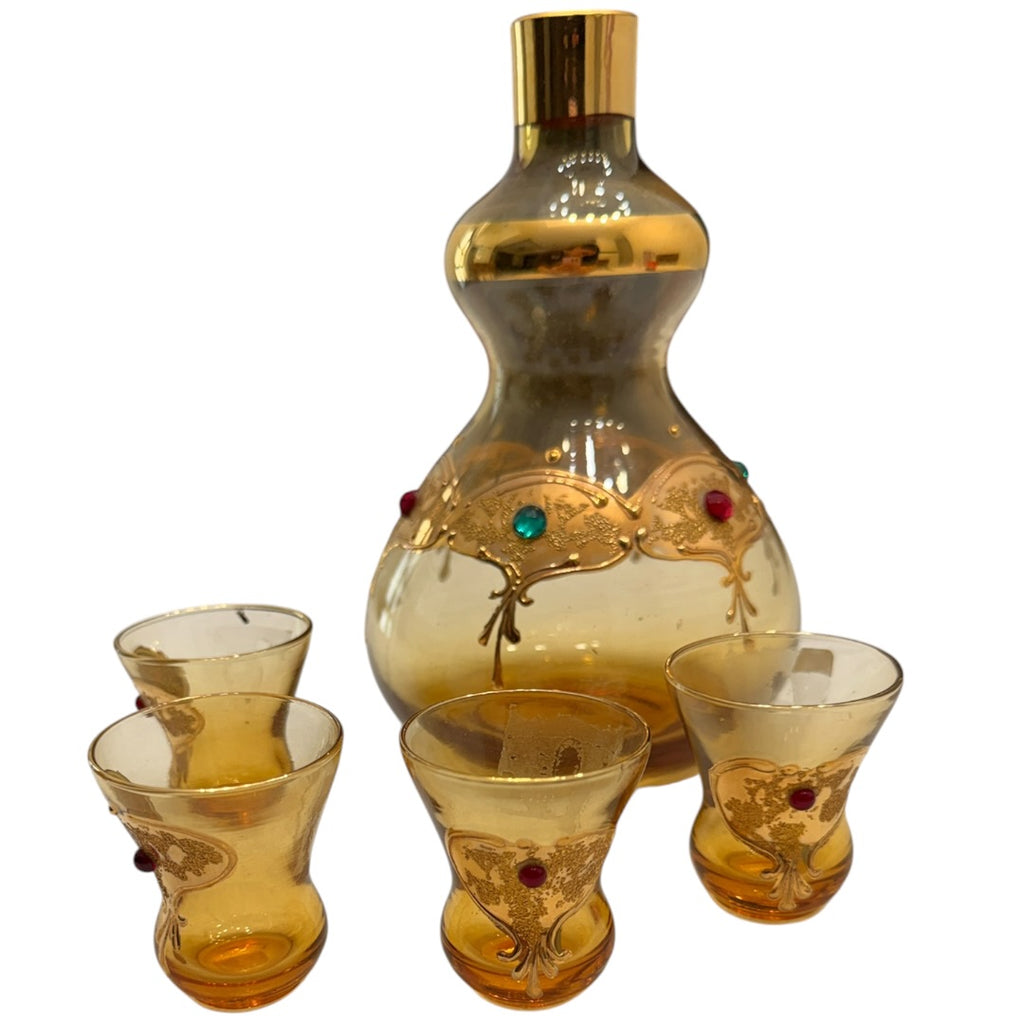 Gold Glass Set Made in Italy 5 Piece