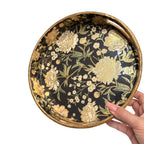 Black & Gold Floral Jewelry Holder Counter Decor Tray