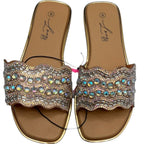 Gold & Silver Sparkle Gem Sandals Size 8