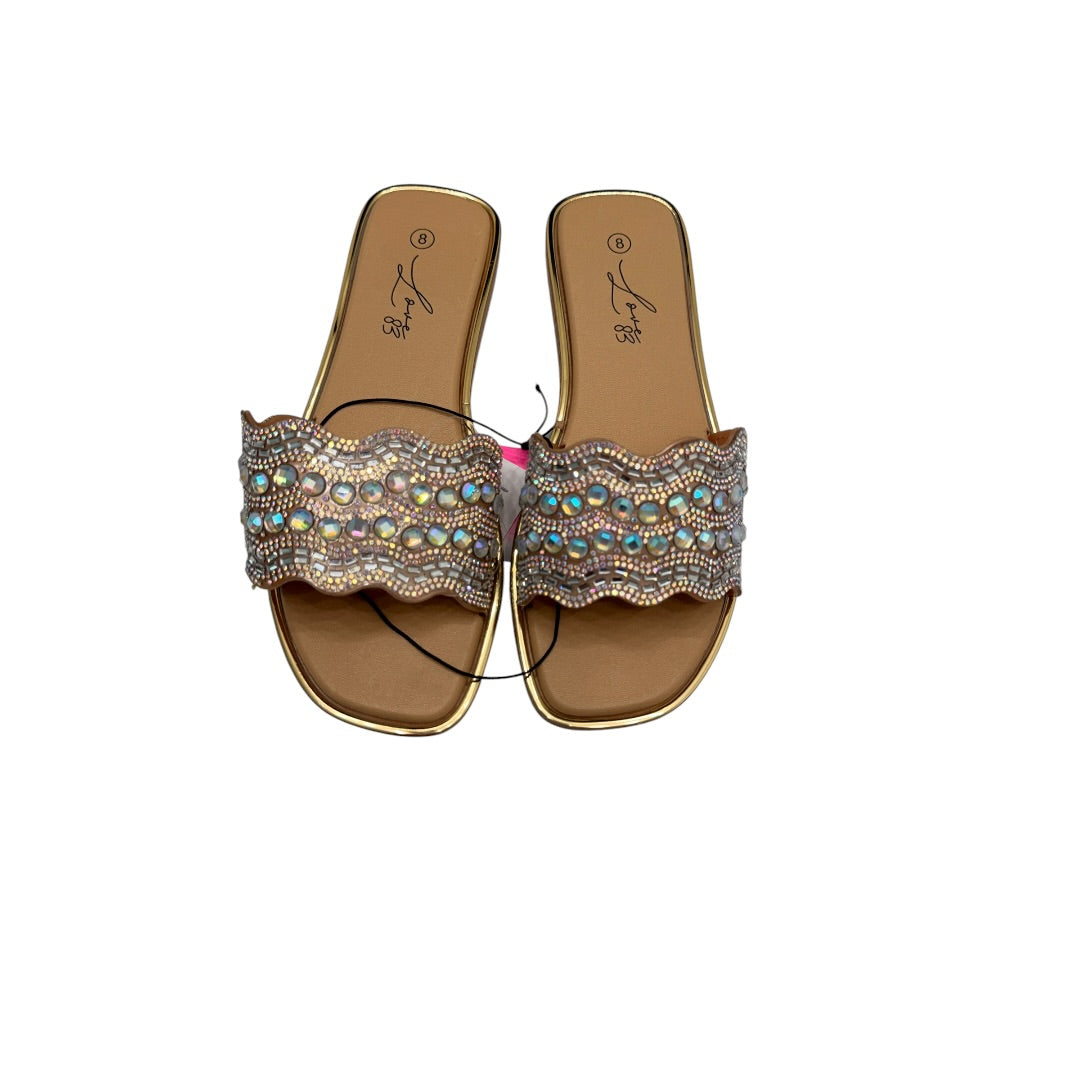 Gold & Silver Sparkle Gem Sandals Size 8