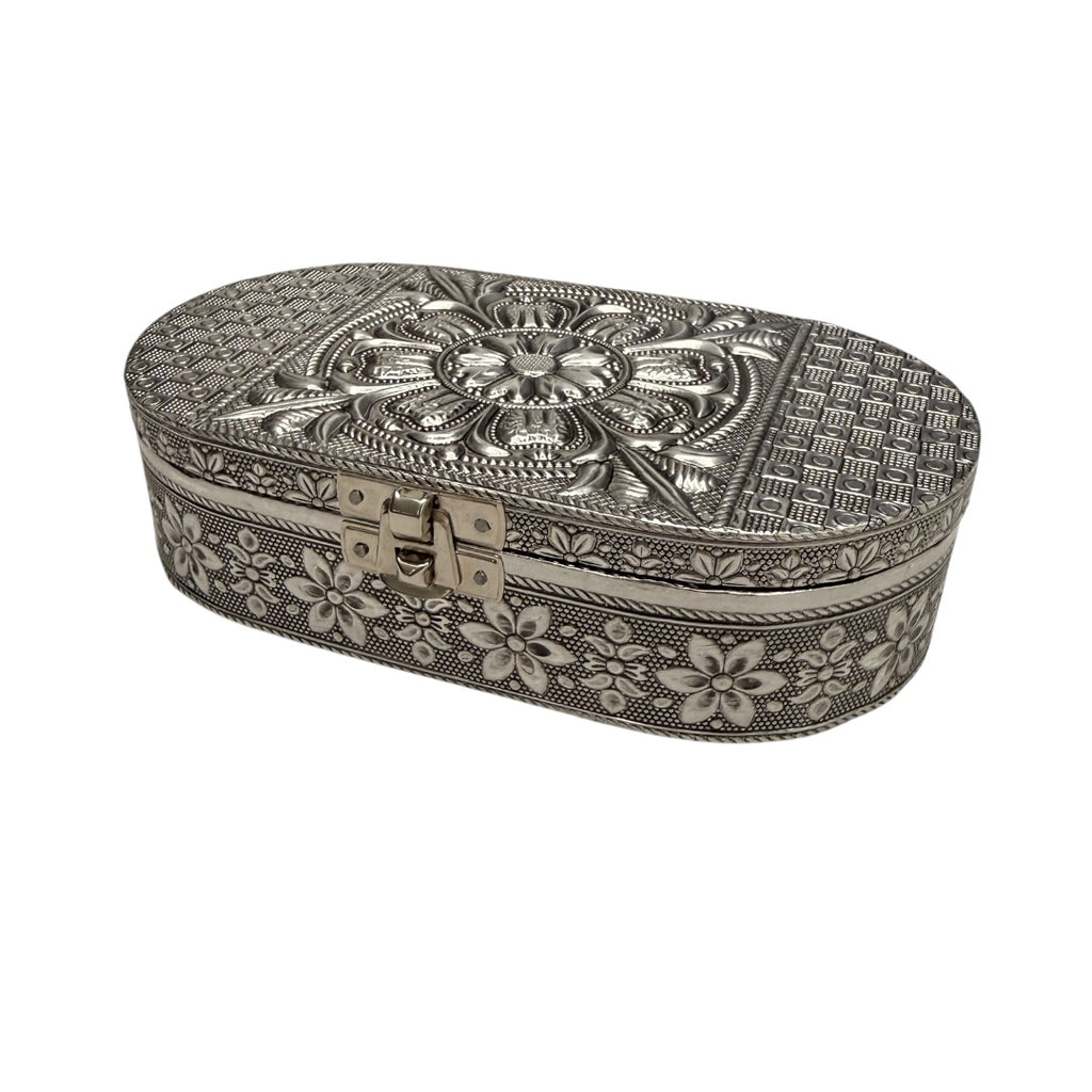 Silver Flower Keepsake Box Jewelry Box