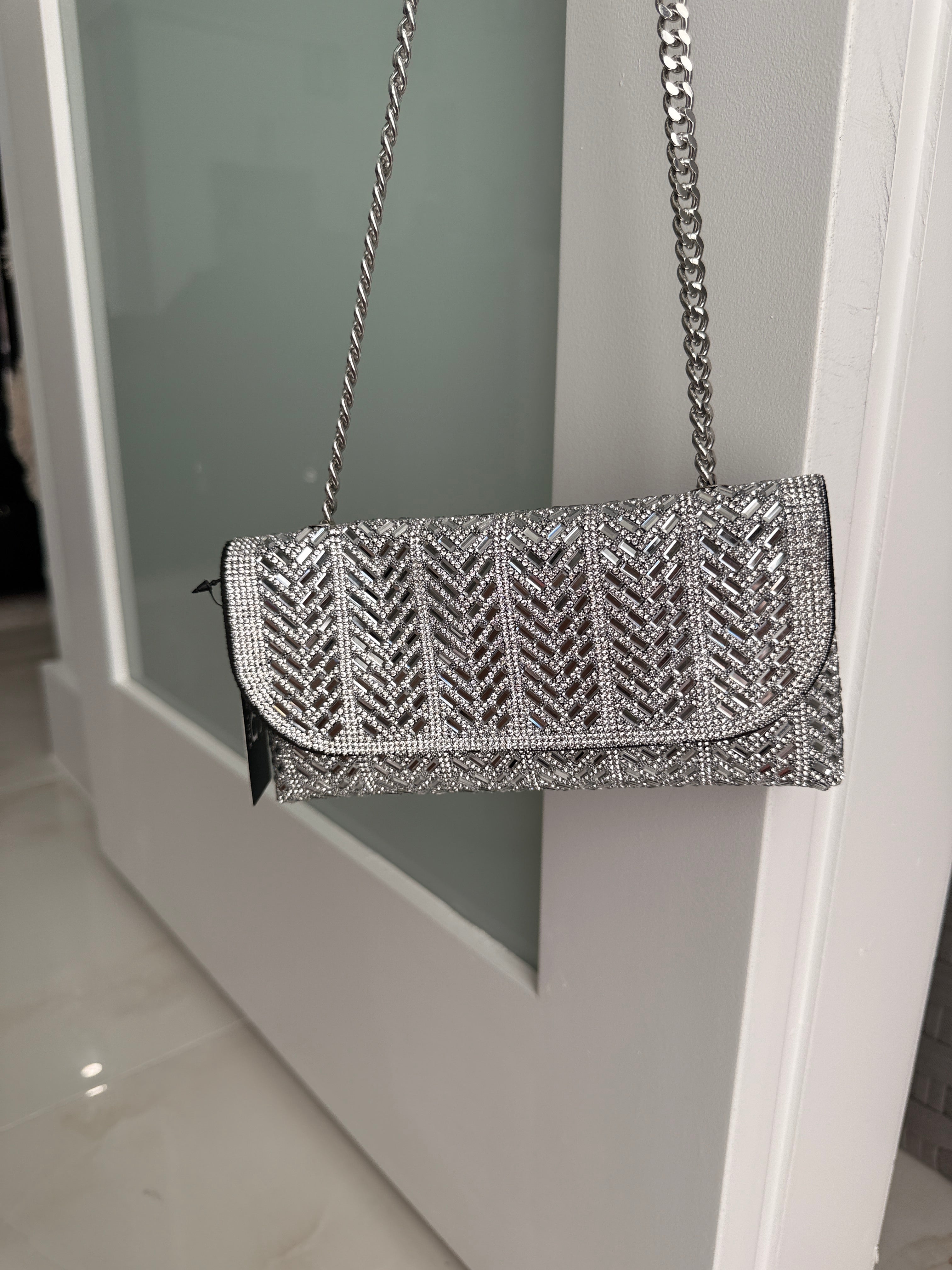 Gem Glam Girl Clutch Silver