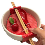Cherry Ramen Noodle Bowl with Chopsticks & Spoon 4pc