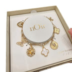 Gold Charm Clover & Butterfly Fashion Bracelet