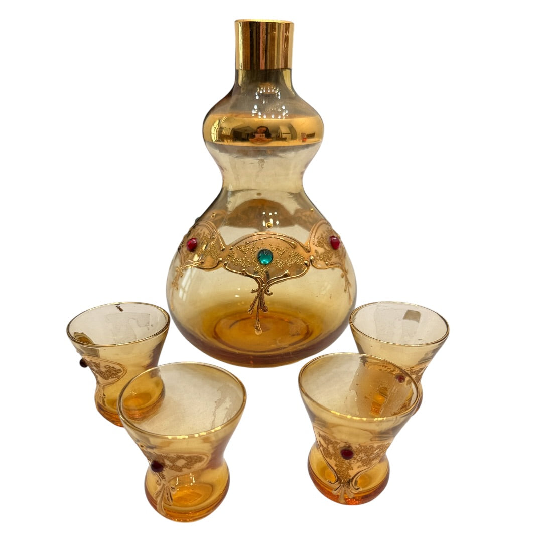 Gold Glass Set Made in Italy 5 Piece