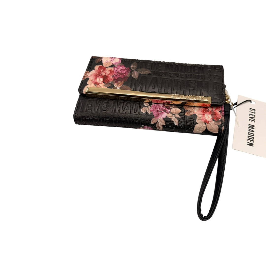 Steve Madden Flower Wallet Black & Gold