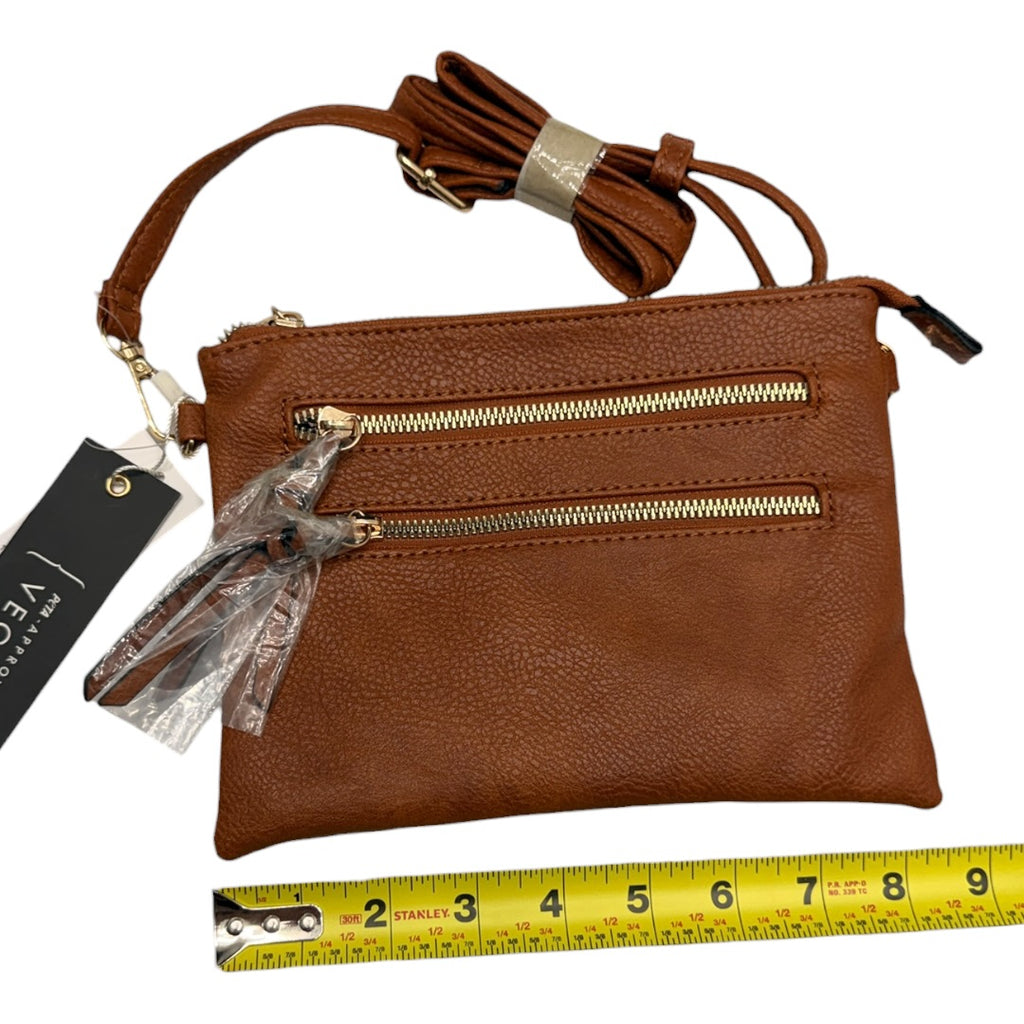 Soft Brown Zipper Crossbody Handbag