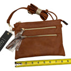 Soft Brown Zipper Crossbody Handbag