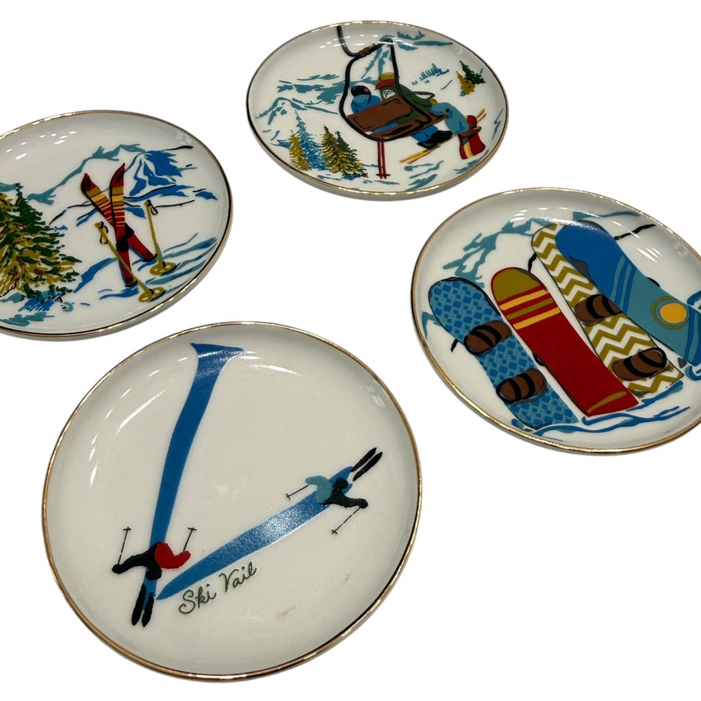 Ceramic Snow Ski Coasters Set of 4