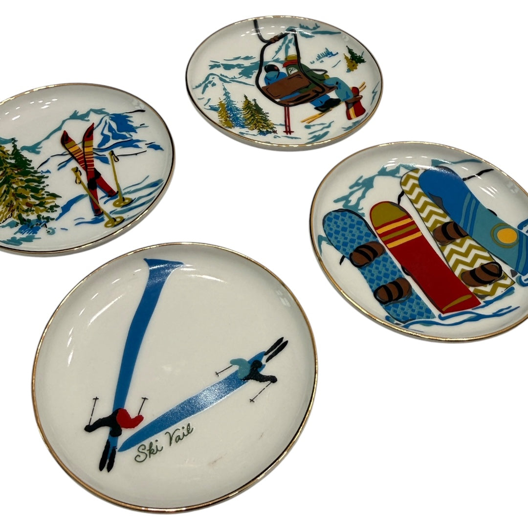 Ceramic Snow Ski Coasters Set of 4