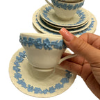 Wedgwood Blue & White Floral Queens Ware 9pc Set England