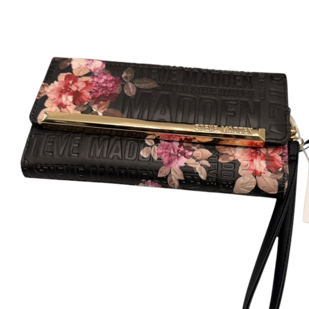 Steve Madden Flower Wallet Black & Gold