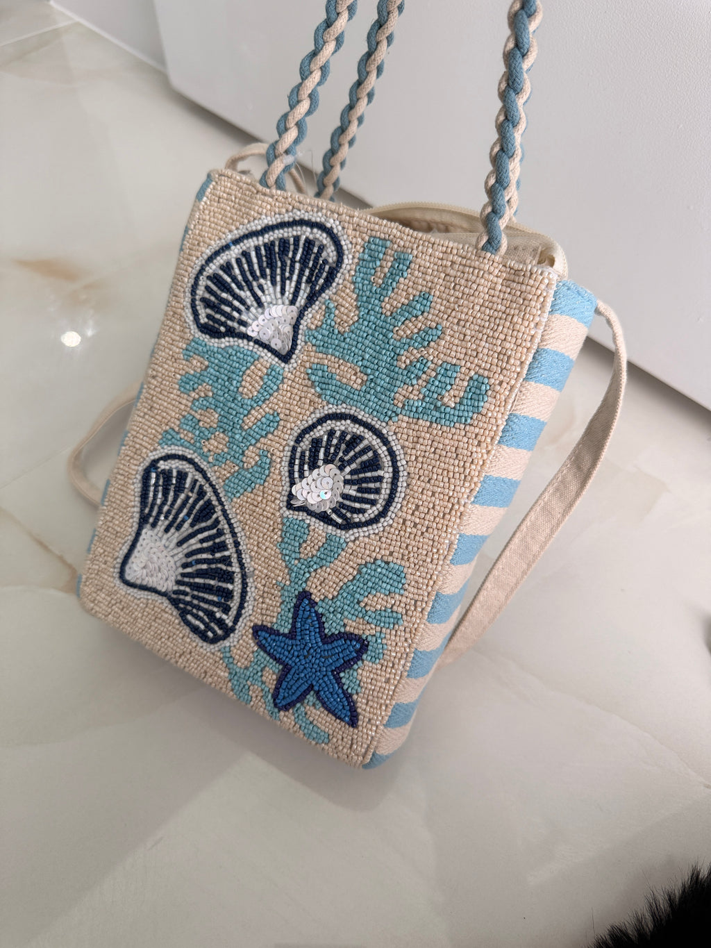 So Beachy Blue & Tan Purse