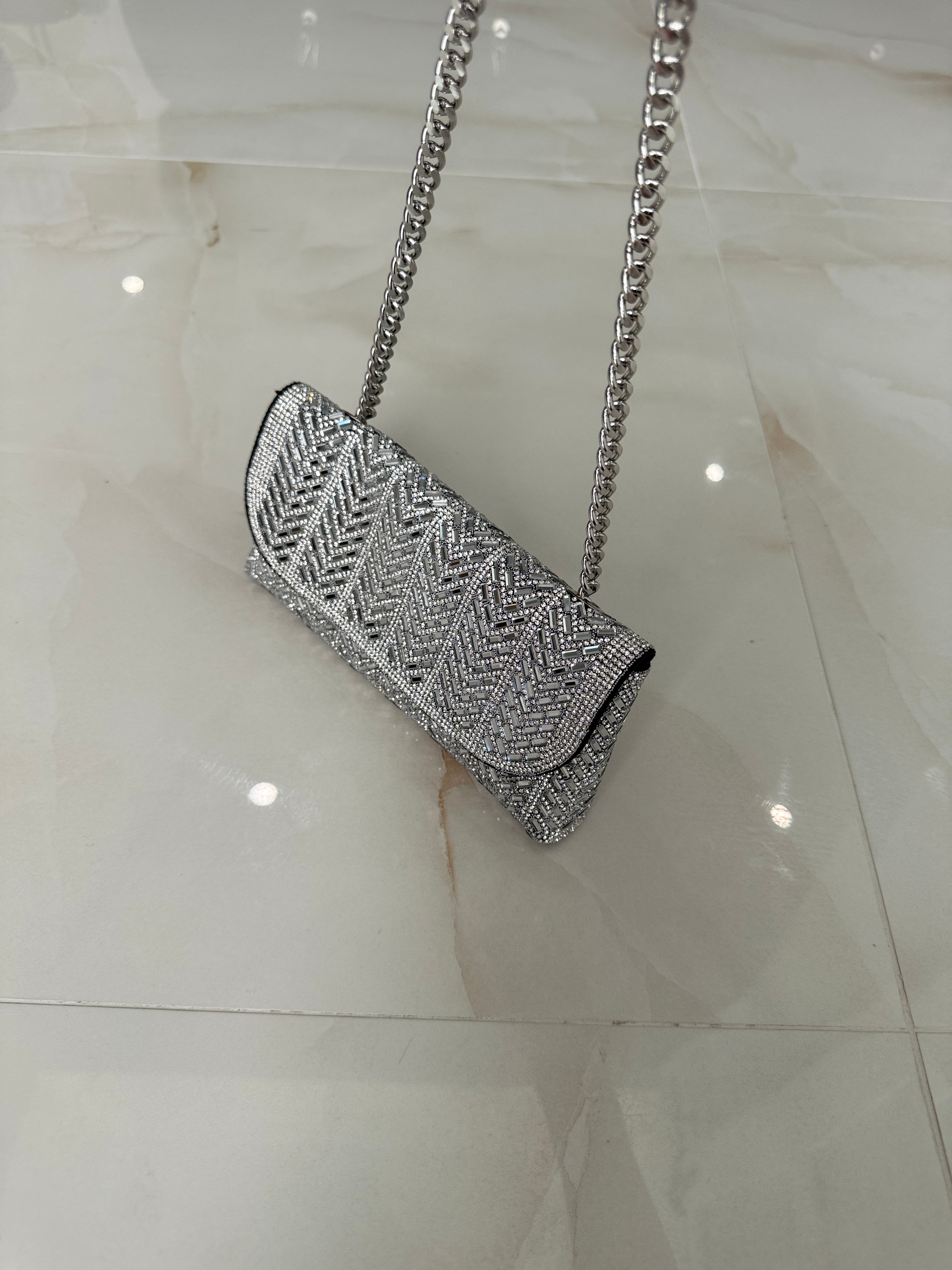 Gem Glam Girl Clutch Silver