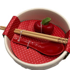 Cherry Ramen Noodle Bowl with Chopsticks & Spoon 4pc
