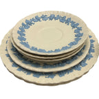 Wedgwood Blue & White Floral Queens Ware 9pc Set England