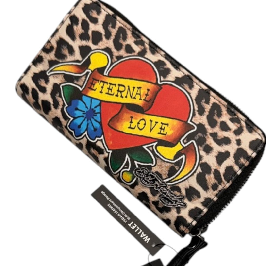 Ed Hardy Black Animal Print Enteral Love Wallet