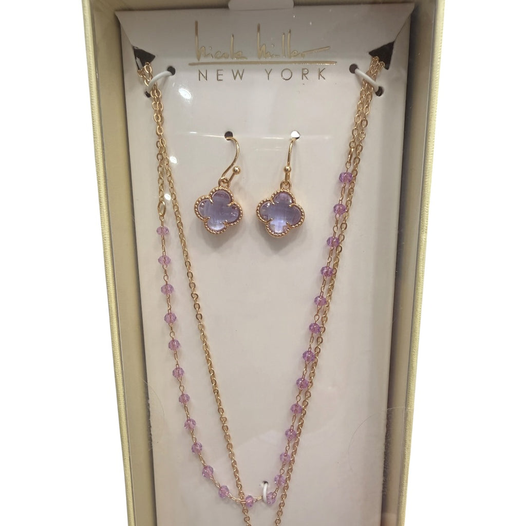Lavender Clover Necklace Set