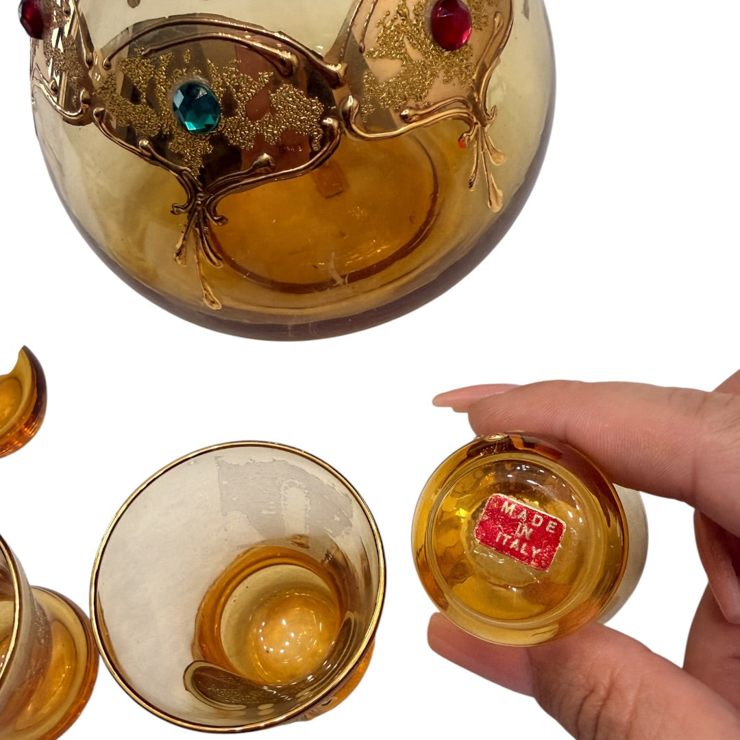 Gold Glass Set Made in Italy 5 Piece