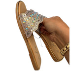 Gold & Silver Sparkle Gem Sandals Size 8