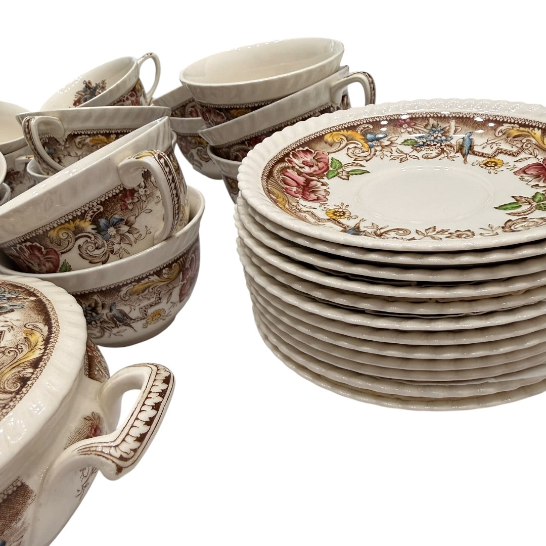 Antique Tea China Set Devonshire Johnson Bros Made in England 32pcs