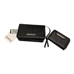 Black & Gold Woven BeBe Purse Crossbody with Wallet
