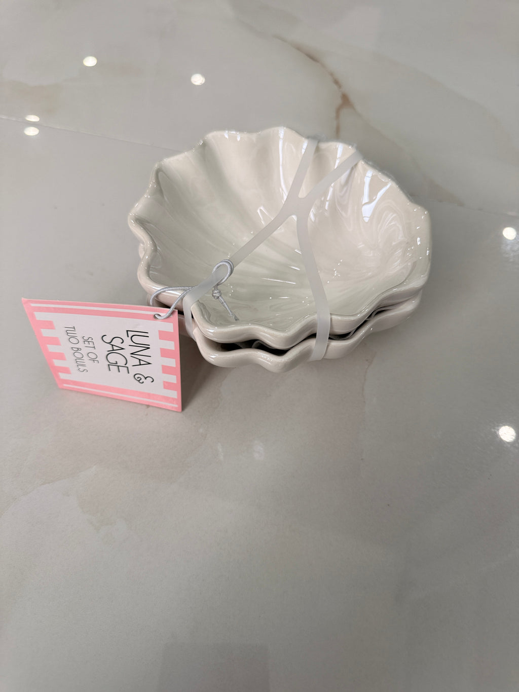 Shell Jewelry Bowl White Set of 2
