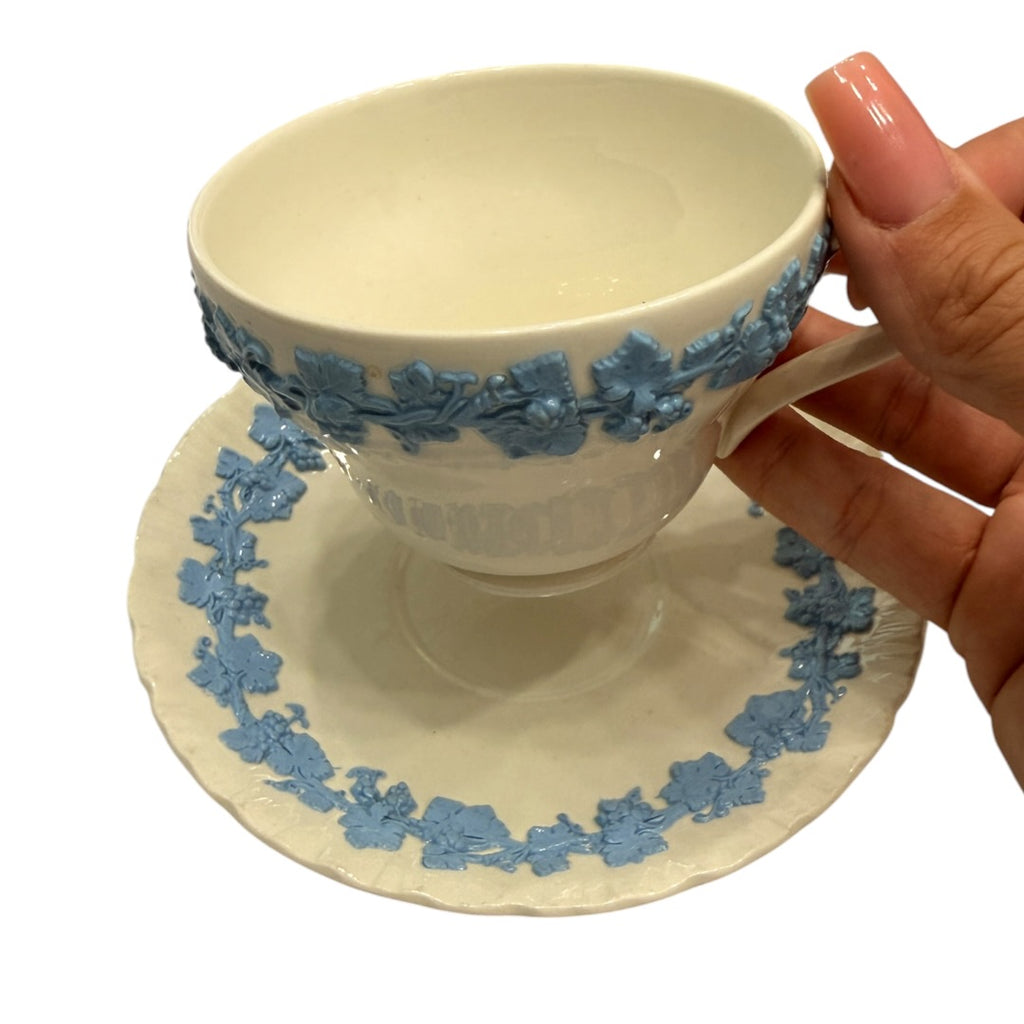 Wedgwood Blue & White Floral Queens Ware 9pc Set England