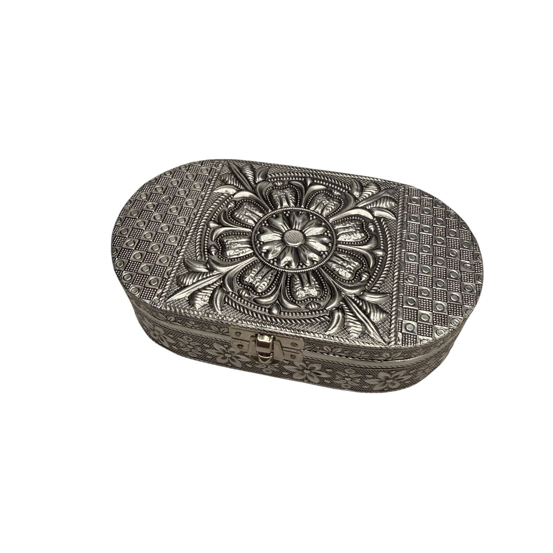 Silver Flower Keepsake Box Jewelry Box