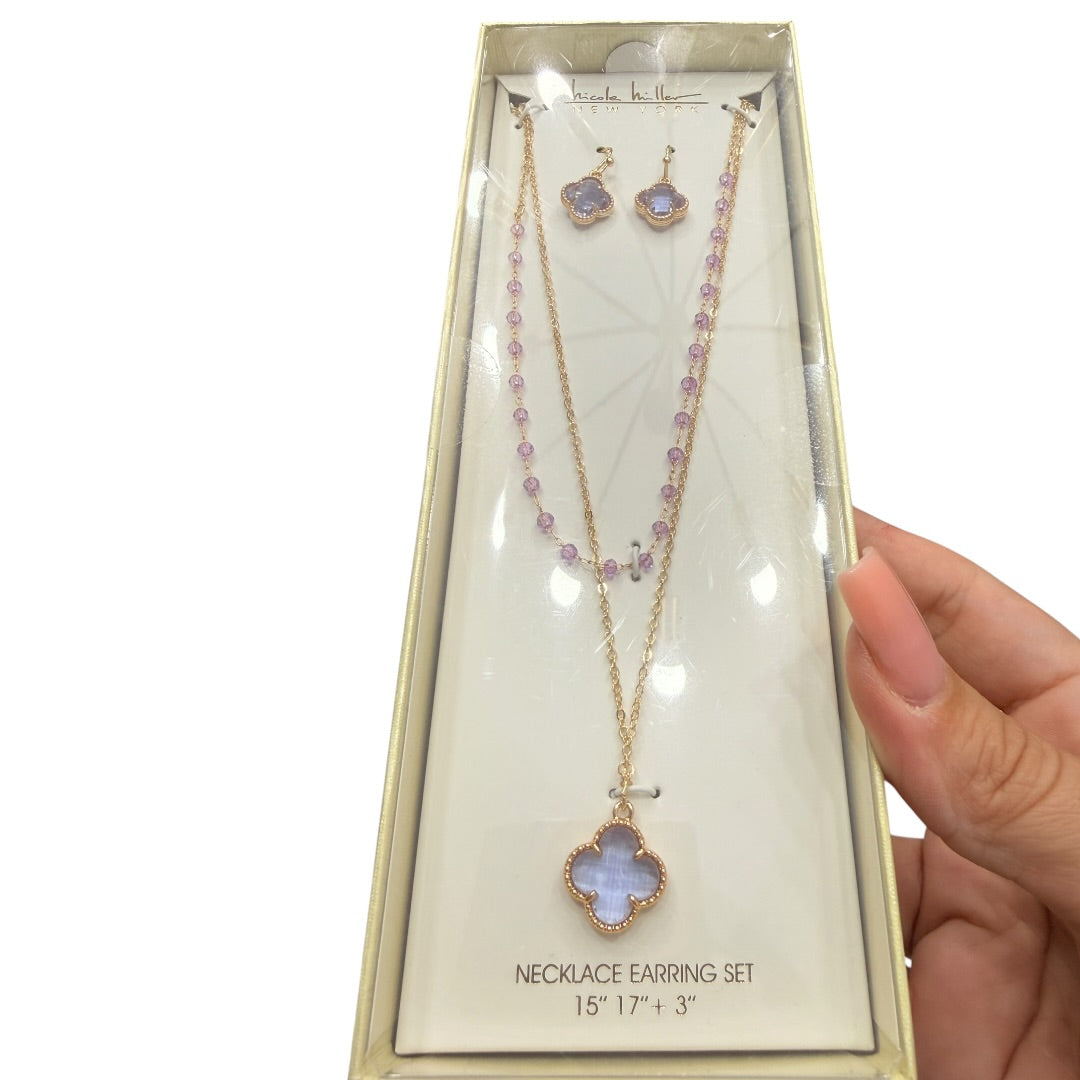 Lavender Clover Necklace Set