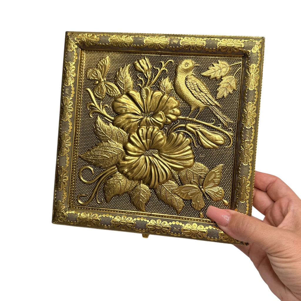 Gold Beauty Flower Keepsake Box Jewelry Box