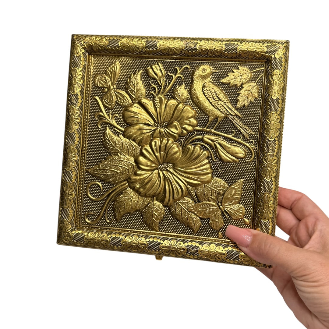 Gold Beauty Flower Keepsake Box Jewelry Box