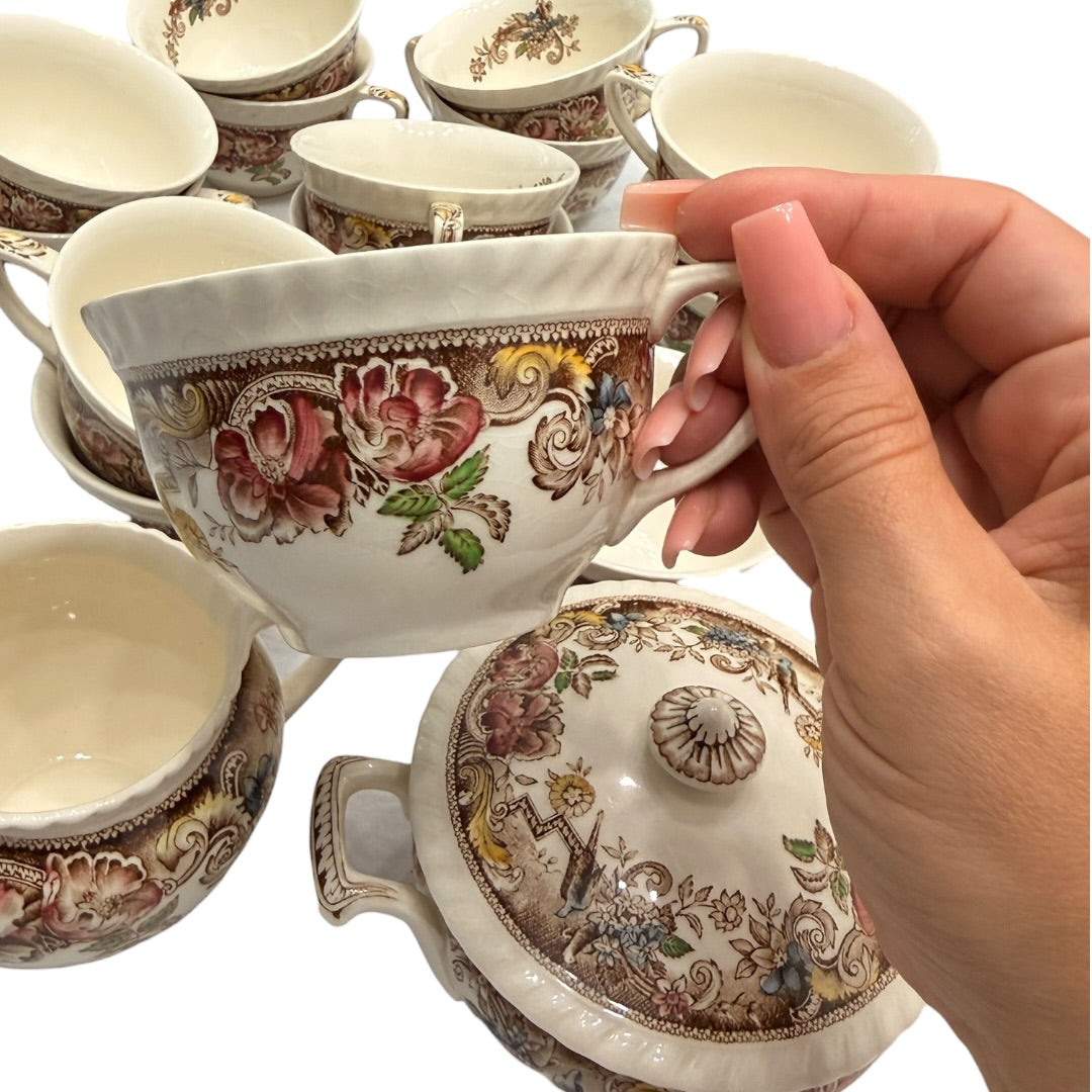 Antique Tea China Set Devonshire Johnson Bros Made in England 32pcs