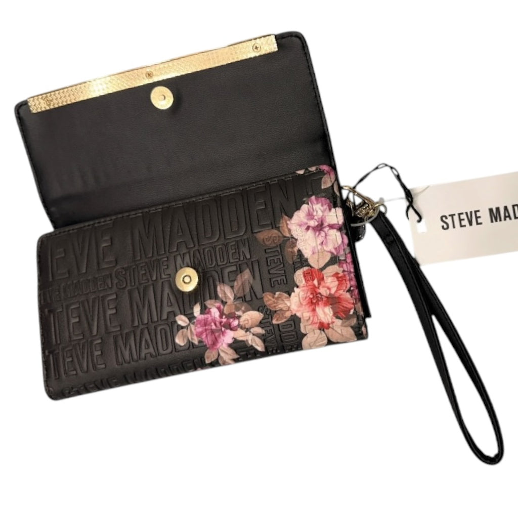 Steve Madden Flower Wallet Black & Gold