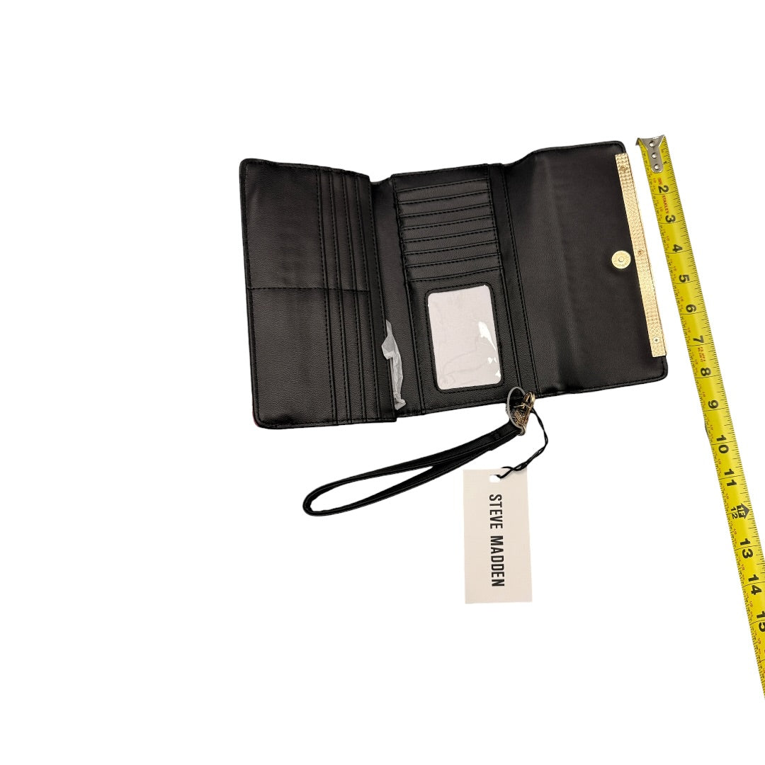 Steve Madden Flower Wallet Black & Gold