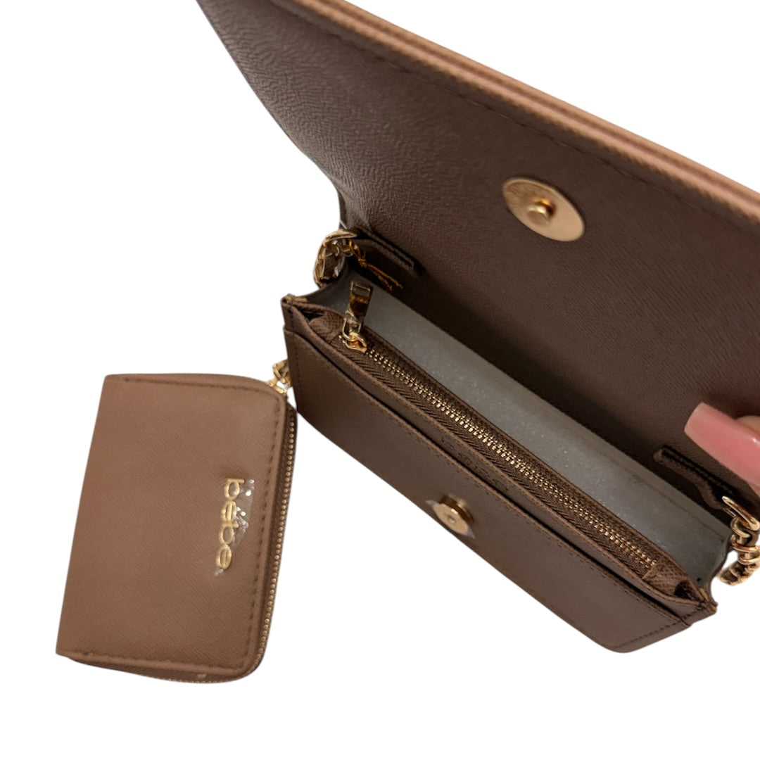 Brown & Gold Bebe Beaded Crossbody Handbag with Wallet