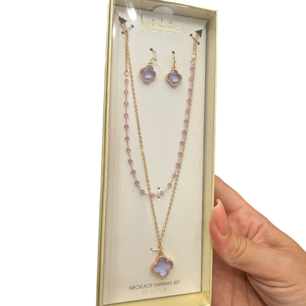 Lavender Clover Necklace Set