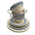 Wedgwood Blue & White Floral Queens Ware 9pc Set England