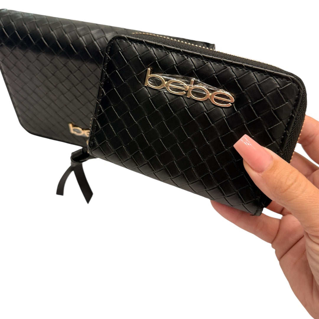 Black & Gold Woven BeBe Purse Crossbody with Wallet