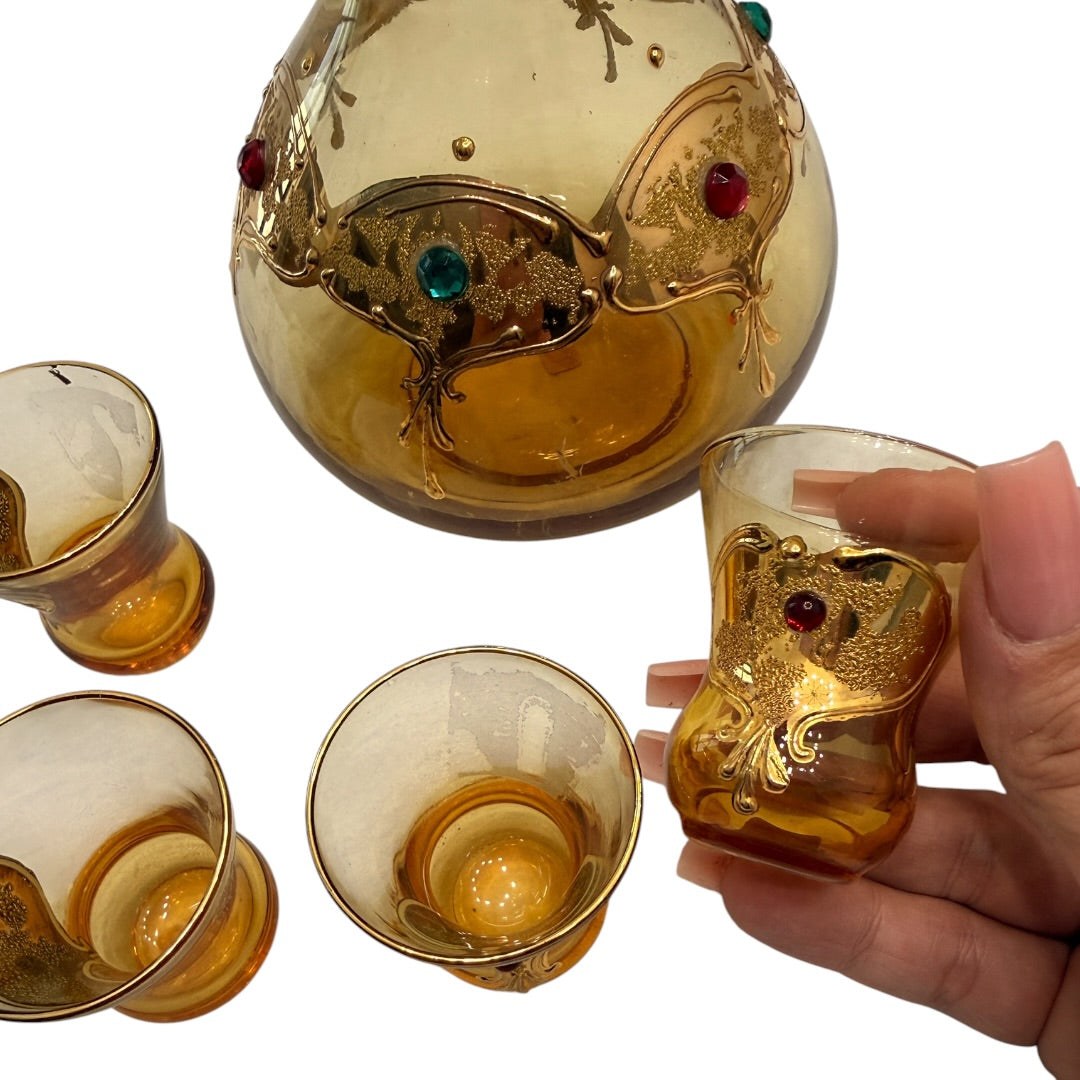 Gold Glass Set Made in Italy 5 Piece